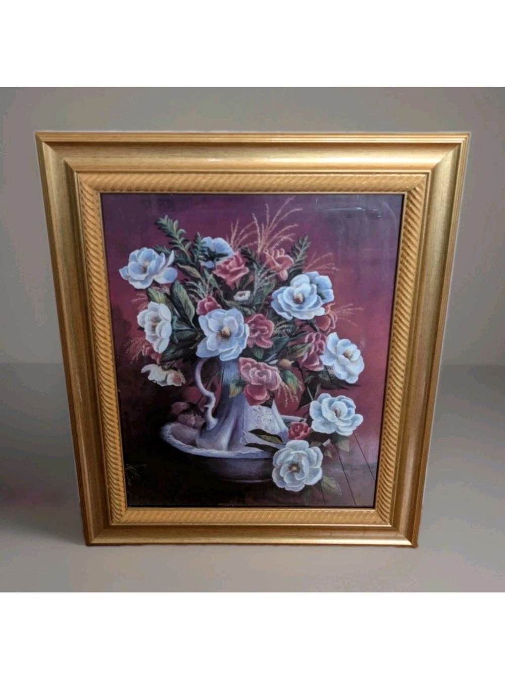 Marilyn Rea ART WORK Print/ Flowers In A Pitcher/ W/ Guilded Frame 25.5"By 22.5"